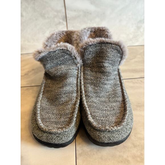 Hey Dude Denny Sleet Gray Faux Fur Comfort Woven Ankle Booties Womens 7 - Picture 2 of 7